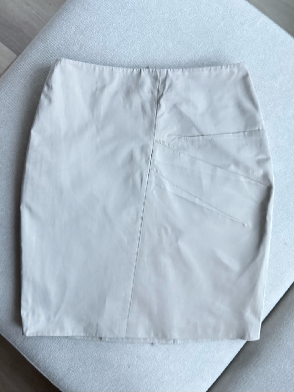 AUW Cream Pencil Skirt with Asymmetric Pleat Detail